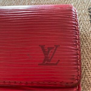 💯AUTHENTIC LV Vintage Epi Cartes Crédit Wallet/Card Holder Red Leather
